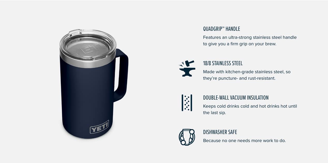 YETI Rambler 24 oz Mug, Vacuum Insulated, Stainless Steel with MagSlider Lid